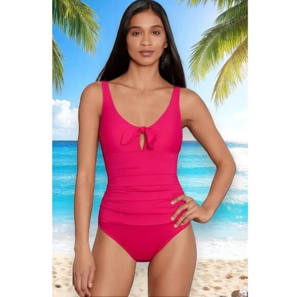 LAUREN RALPH LAUREN Swimsuit Size 16 One Piece NWT Underwire Beach Club Solids - Picture 1 of 16